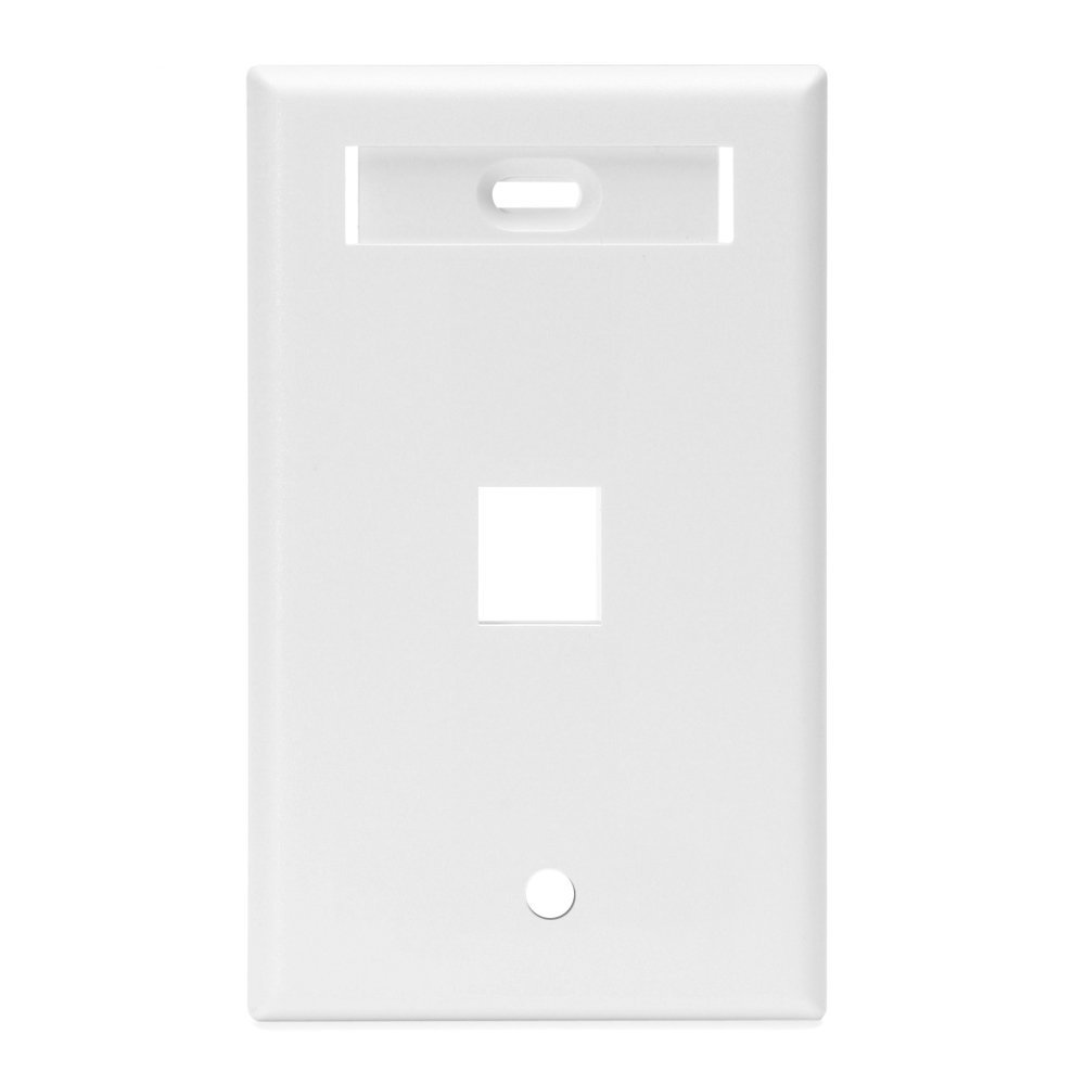 Leviton QuickPort Wallplate with ID Window, Single Gang, 1-Port, 42080-1WS, White
