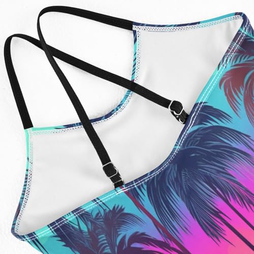 Girl's One Piece Swimsuit Sunset Coconut Tree Beach Bathing Swimwear4