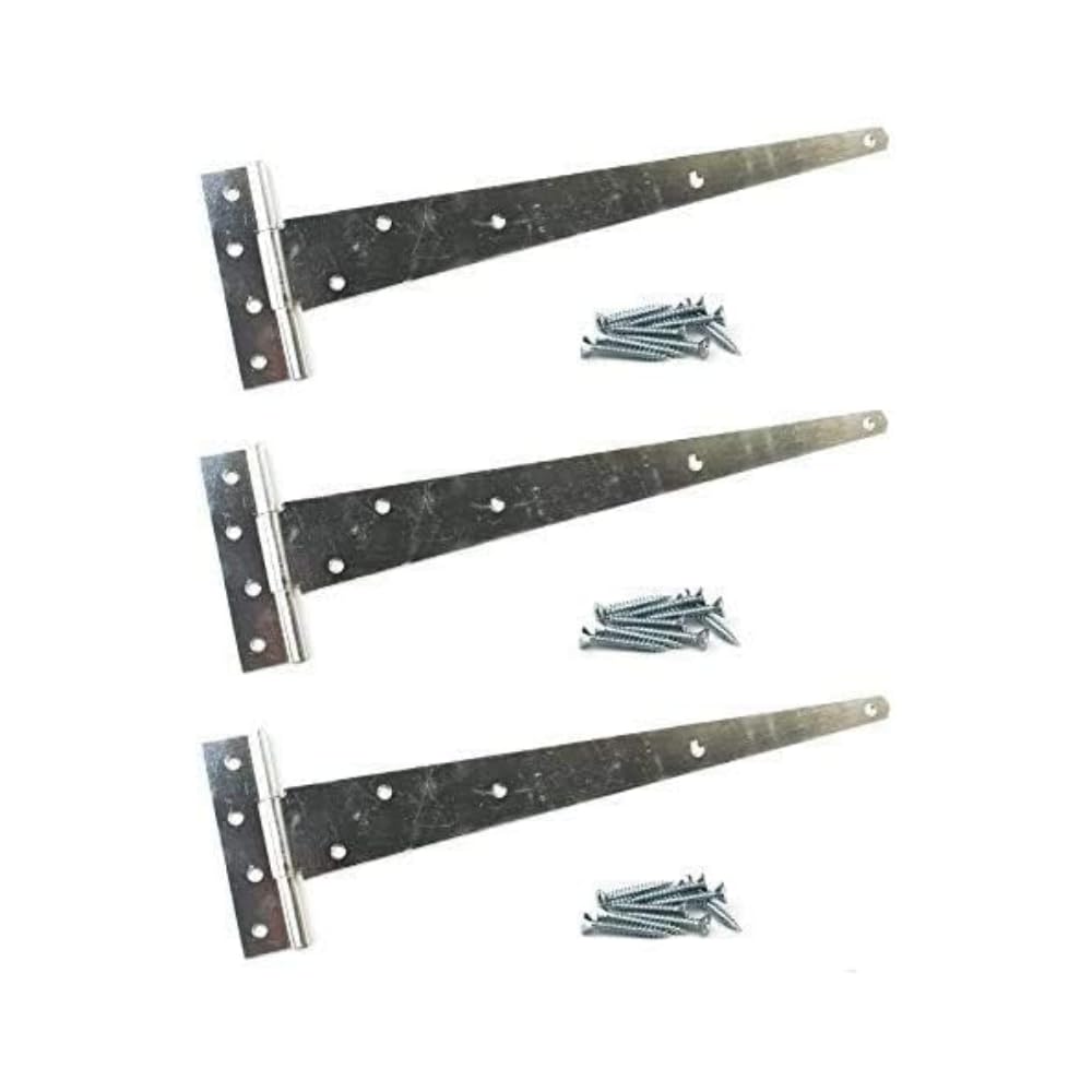 Haven Heritage Tee Hinges 24" 600mm Galvanised 3 x Single Hinges Long Gate Shed Fixings Included