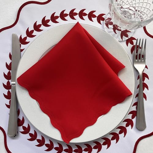 Kit 6 Guardanapos Vermelho Mesa Posta Tecido Oxford Corte a Laser 33cm x 33cm