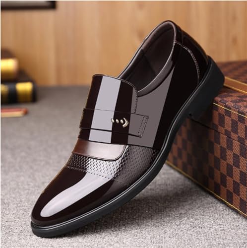Dress Shoes for Men Invisible Height Prom Wedding Anti-Slip Rubber Sole Slip Resistant Block Heel Casual Prom Slip On French Leather Pointed Toe2