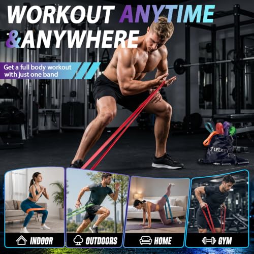 Image of LEEKEY Resistance Bands, Exercise Bands Pull Up Assist Bands - Workout Bands Set - Mobility Band Powerlifting Bands for Men and Women Fitness Training, Physical Therapy,Home Workouts