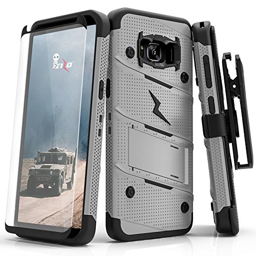 Samsung Galaxy S8 Plus Case, Zizo [Bolt Series] w/ [Galaxy S8 Plus Screen Protector] Kickstand [Military Grade Drop Tested] Holster Belt Clip - S8+
