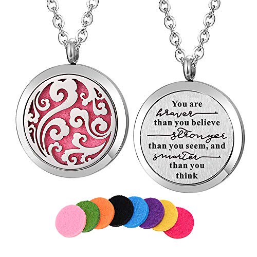 Kissreason Stainless Steel Aromatherapy Essential Oil Diffuser Locket Pendant Necklace