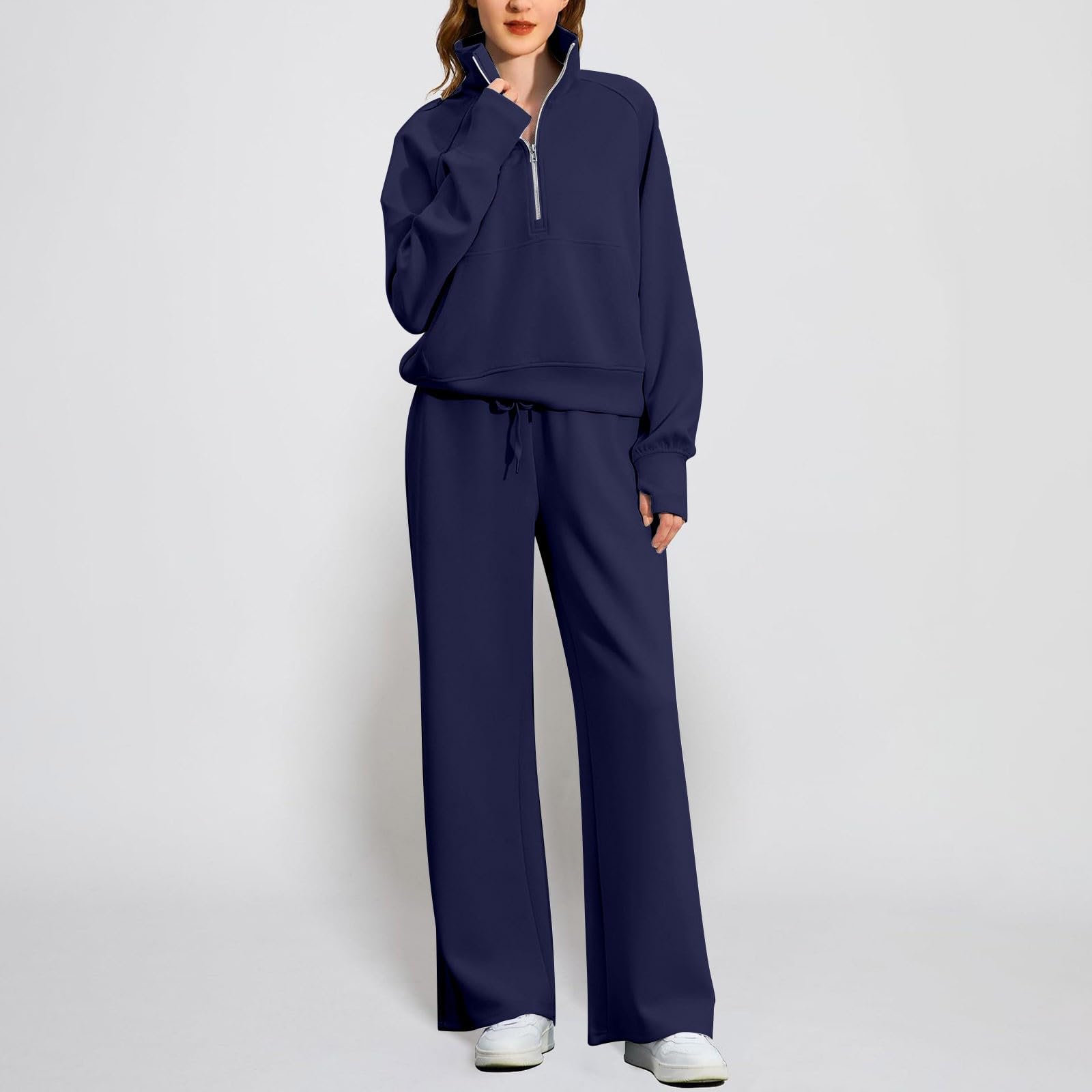 Generico Completo Tuta Donna Oversize 2 Pezzi Completo Sportivo elegante Manica Lunga Set e Pantaloni Tuta Sportiva Donna Activewear