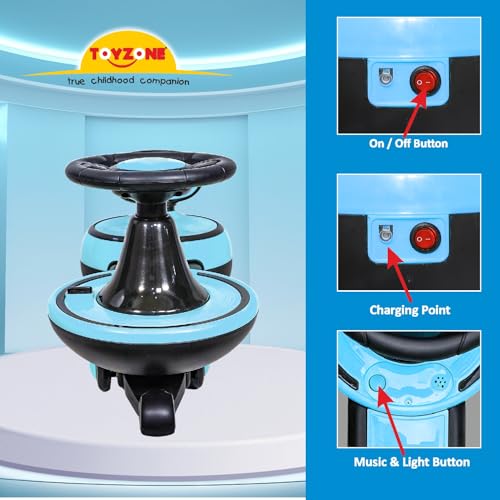 Image of Toyzone Orbiter Electric Magic Car (Blue) | Rechargeable Ride On with 12V 4.5 AH Battery | Colourful LED Lights & Music | Made in India | 6M Battery Warranty | Age 2-10 Years, Upto 30 KGs