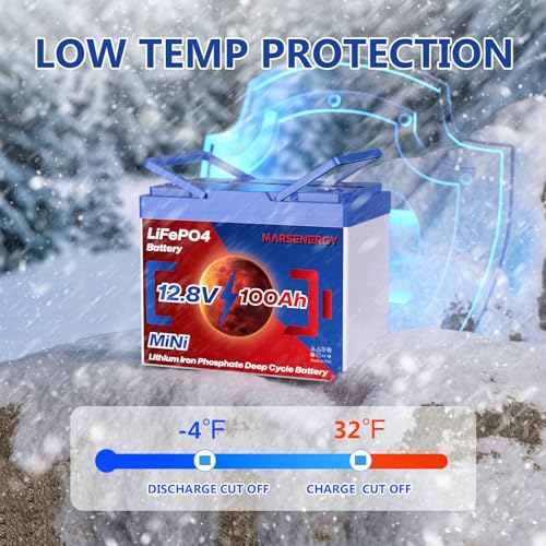 image for Marsenergy 12V 100Ah Lifepo4 Battery, Bci Group 24 Size, Built-In 100A