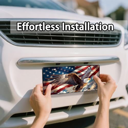 image for MCIAONE Front License Plate Cover - License Plate with American Flag &