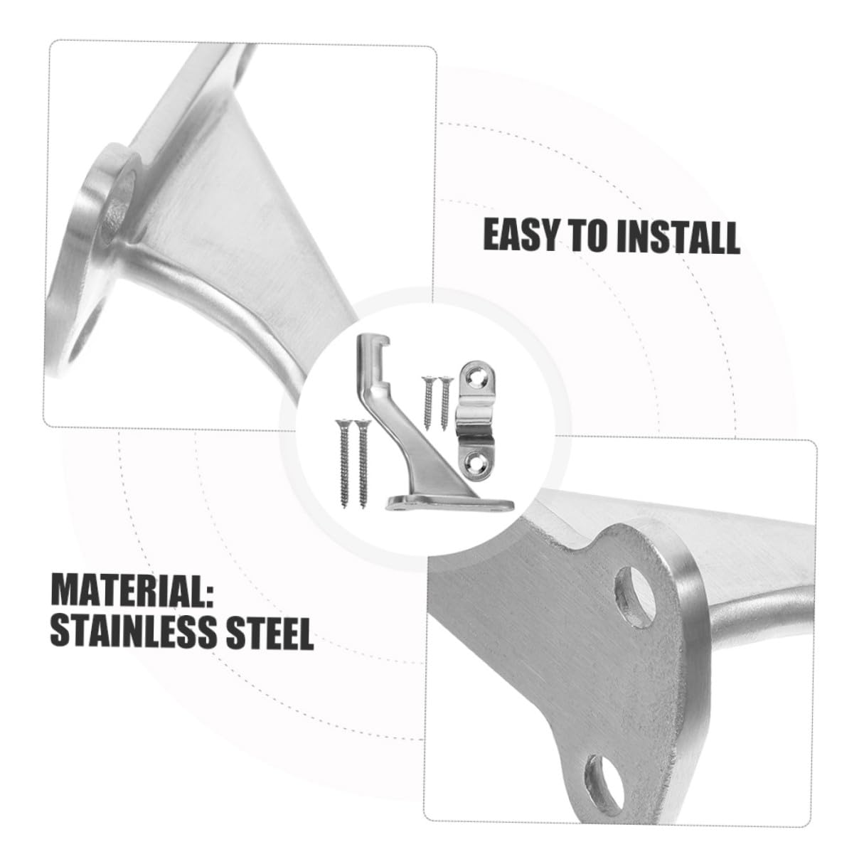 Staffe per Corrimano Scale in Acciaio Inox Argento, 3 Set