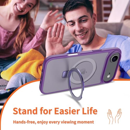 Image of Magnetic for iPhone 17 Air Case, 6.5 inch, Compatible with MagSafe, Rugged Kickstand, Not-Yellowing Military-Grade Protection, Matte Purple