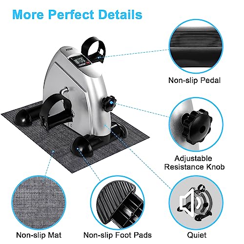 image for Mini Exercise Bike, AGM Under Desk Bike Pedal Exerciser Foot Cycle Arm