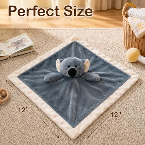 Image of Koala Security Blanket: Soft, Gender Neutral Baby Loveys for Boys and Girls, Snuggle Toy Stuffed Animal, 12 Inch