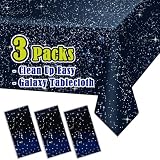 Vusnud Space Tablecloth, 3 Pack, Galaxy Star Plastic Covers, 52 x 108 in