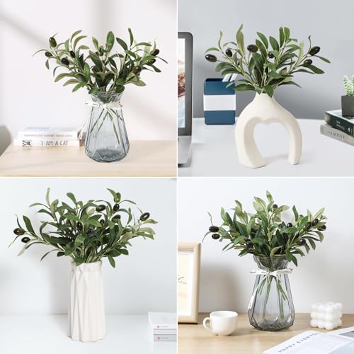image for Erlandens 10pcs Faux Olive Leaves Stems 10” Tall Artificial Plants O