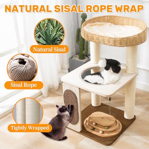 Árbol moderno para gatos de interior, 30 in torre con cama miniatura 2