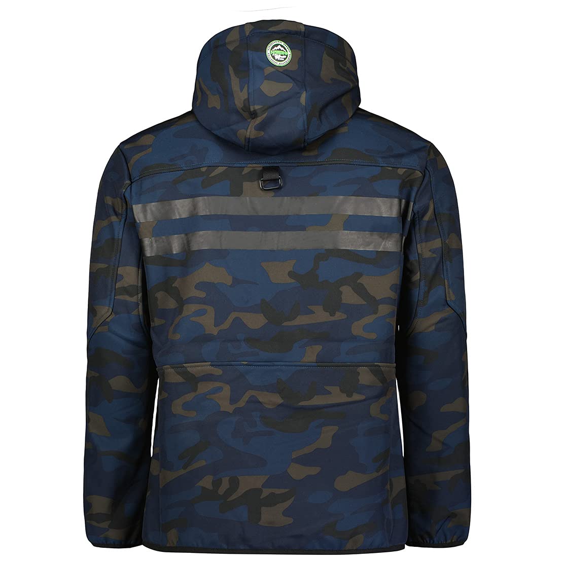 Geographical Norway River & Forrest - Giacca softshell funzionale da uomo, per attività all'aria aperta, traspirante, antivento, impermeabile River – Camo Navy/Verde S