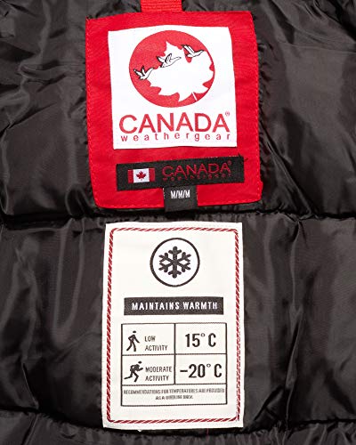 Image of CANADA WEATHER GEAR Mens Winter Bomber Jacket - Heavyweight Winter Coats Weather Resistant Faux Fur Hood Insulated Ski Jacket