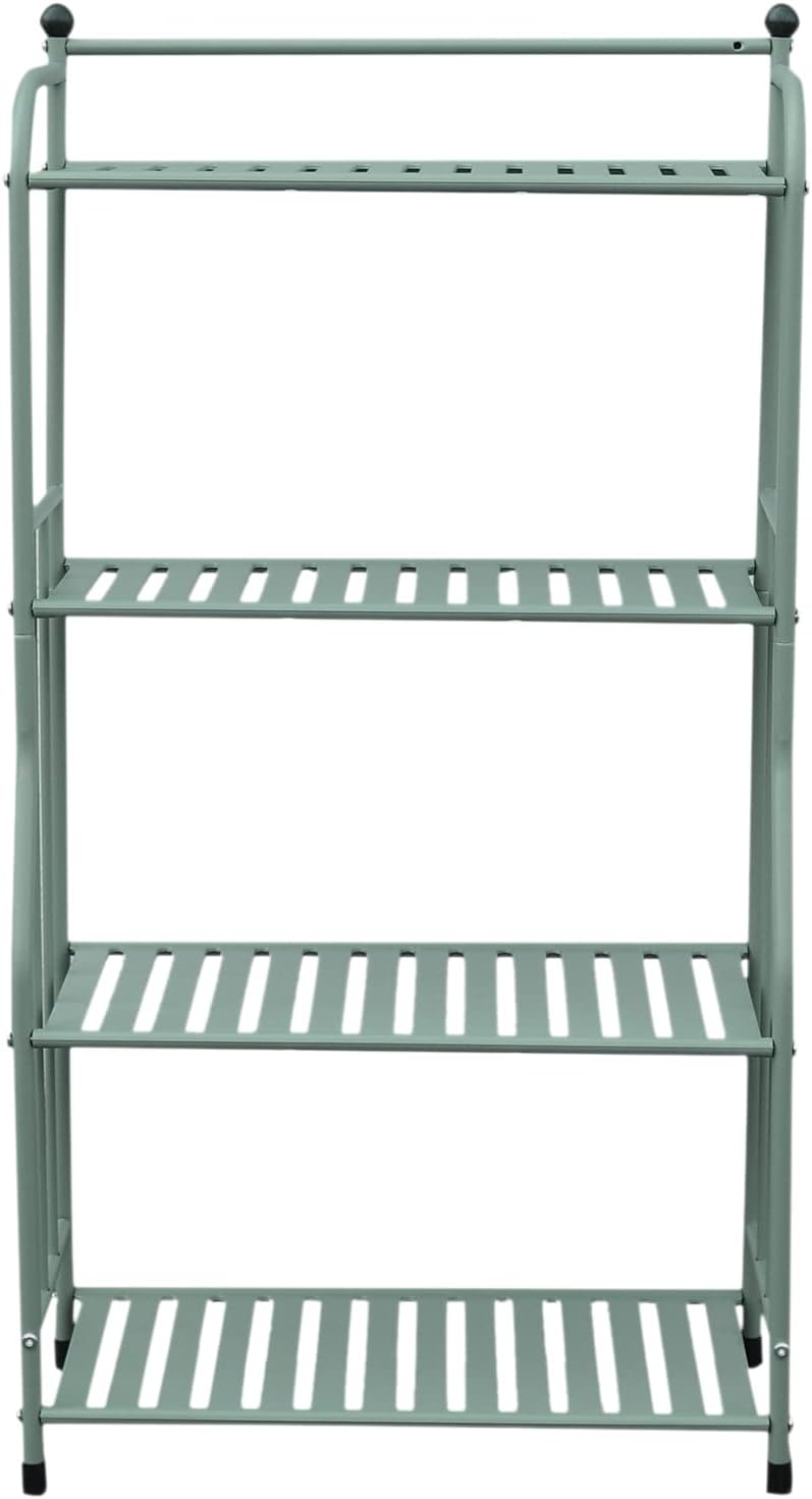 RIQUIPAI 4 Tier Green Metal Shelving Unit Storage Shelf Rack Simple Style Space