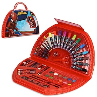 Marvel Kids Art Set for Boys Crafts Drawing and Painting Sets for Children Travel Case 40 Plus Pieces Watercolour Paints Crayons Colouring Pencils Art Supplies Spiderman Gifts