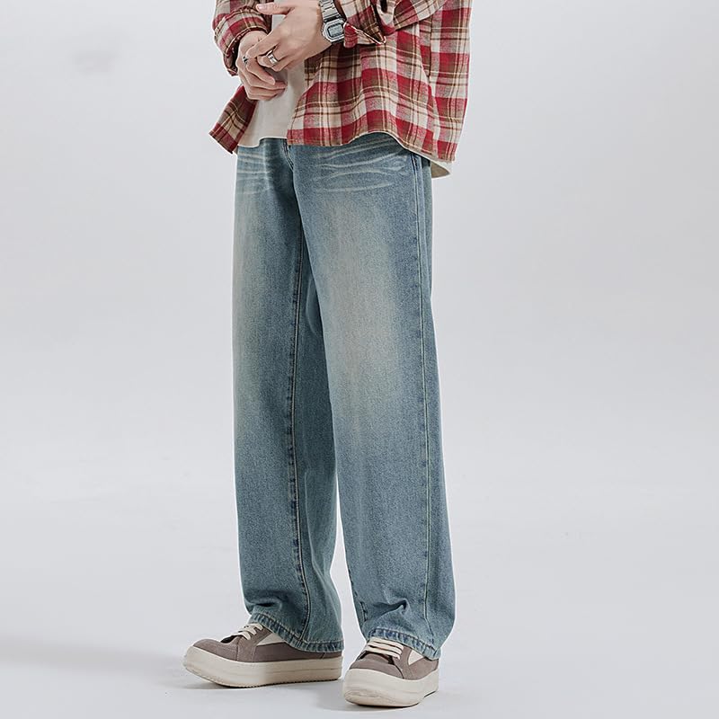 Men's Denim Pants Summer Vintage Loose Fit Straight Leg Jeans3