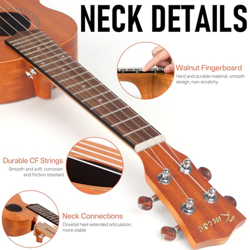 Image of Tenor Ukulele Mahogany 26 inch Ukelele Uke for Beginner with Instruction Booklet Strap Tuner Picks String and Gig Bag by Kmise