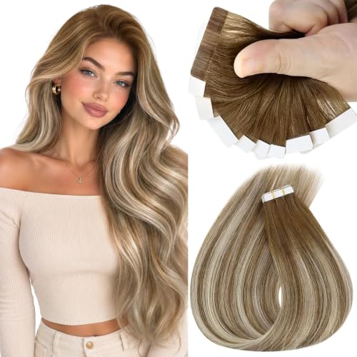 Image of Sunny Hair Tape in Extensions Brown Balayage Blonde
