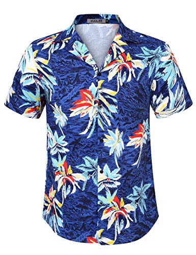 KUULEE Camisa Hawaiana Hombre Verano impresión Camisa Manga Corta M