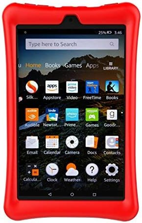 BMOUO Case for Fire 8 Tablet (7th and 8th Generation, 2017 and 2018 Release) - Light Weight Shock Proof Soft Silicone Back Cover for Fire 8, Red
