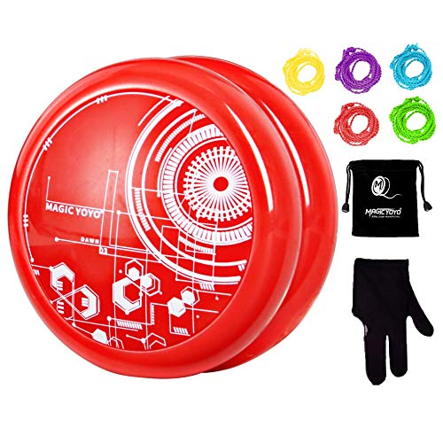 MAGICYOYO Looping Yoyo Red Yoyo for Kids, D3 Plastic Responsive Loop Yoyo 2A Yoyo Ball with 5 Yoyo Strings, Yoyo Glove, Yoyo Bag