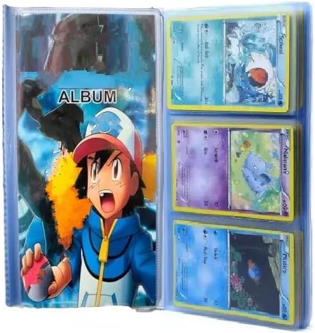 Bestie toys Cards Binder, Trading Cards Collector Album Cartoon Prints Poke-mon Cards Binder Cards Pack Bag Gift for Kids Boys Mix All Range Album (78 pocket)