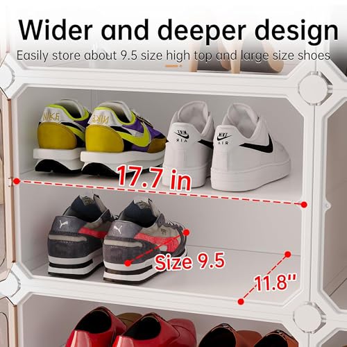 Image of Zemic Plastic Shoe Rack for Home | ๐-๐๐จ๐จ๐ซ ๐๐-๐๐ก๐๐ฅ๐ Shoe Organizer with Doors ๐๐๐ ๐ง๐๐ญ๐ฌ for Heels, Boots, Slippers Chappal Sandal Shoe Stand | DIY Multiuse ๐๐ก๐ข๐ญ๐ Storage Rack