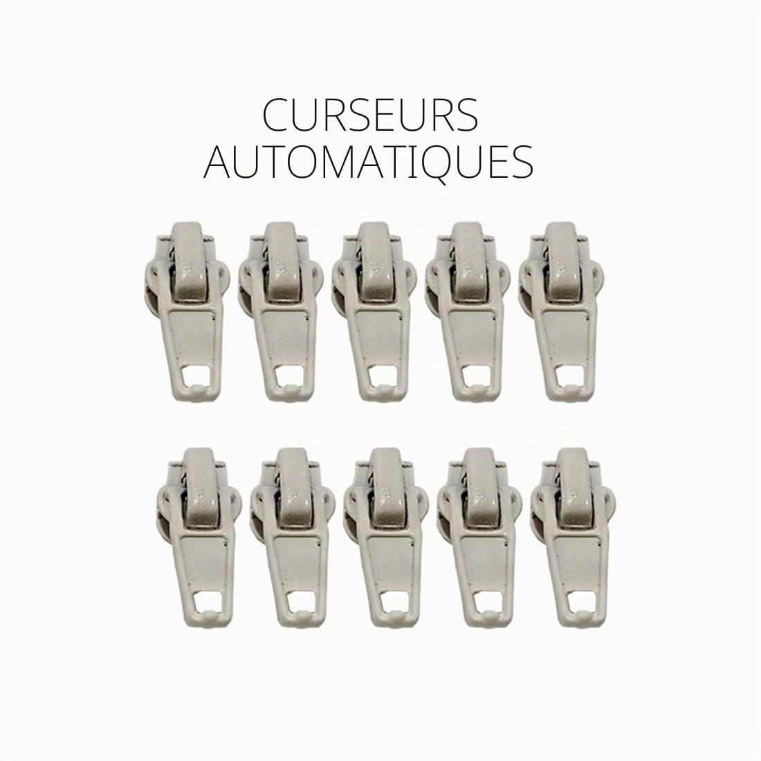 50 Unités/Tube Curseurs Automatiques pour Fermeture Éclair #5 Crème 103 – Poignées pour Réparer ou Monter des Fermetures Éclair