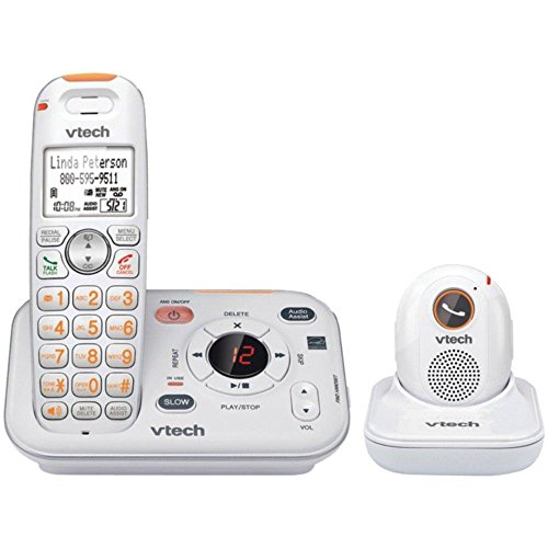 VTech SN6187 CareLine Expandable Cordless Phone with Answering System and Accessory Portable Pendant, White VTech SN6187 CareLine Expandable Cordless Phone with Answering System and Accessory Portable Pendant, White