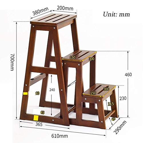 Taburete de escalada multifunción DASHADAO de madera con estante de almacenamiento 3