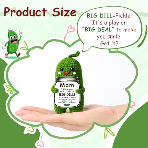 MAMAGIFTREE Valentines Mom Gifts from Daughter or Son, Birthday Gifts for Mom,Crochet Pickle Plush “Big Dill” Gift for Mother in Law or Stepmom Funny I Love You Mama, Small Cute Room Decor - Image 6