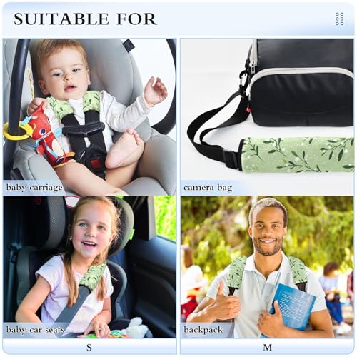 Image of 2 Pack Seatbelt Covers Seat Belt Cover Pad for Adults Boys Girls Car Seat Strap Covers Pads Cushion Universal Shoulder Strap Pad Protector for Backpack Camera Bag 10x7.7Inch Green Branches and White B