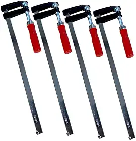 Kit 4 Grampos Sargentos Para Marceneiro 12pol. 300mm Tipo F Cabo de Madeira Carpiteiro Niquelado Aço