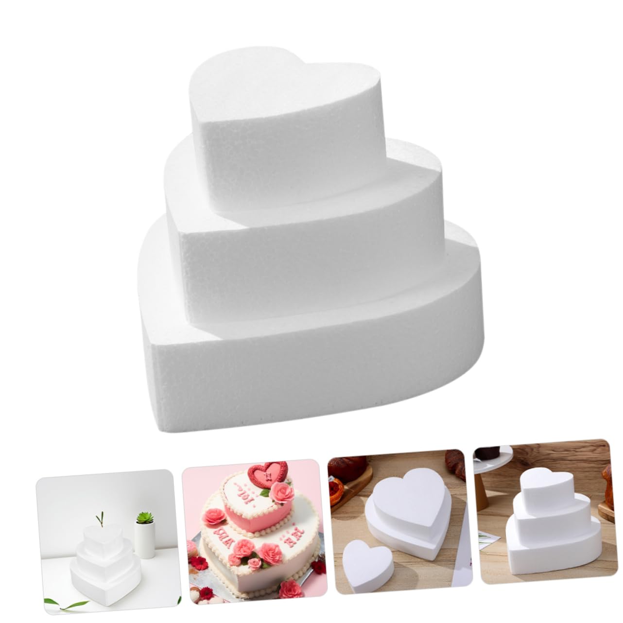 3 Pièces Moule à Gâteau Mousse Blanc Forme de Cœur pour Décoration de Gâteaux Pratique de Pâtisserie pour Saint Valentin et Mariage