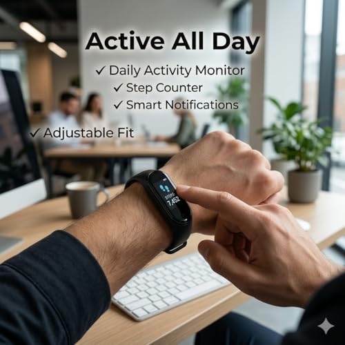 Image of Mabron Smart Fitness Band with Activity Tracking, Step Counter, Call & Message Notifications, Touch Display, Bluetooth Connectivity for Daily Fitness and Exercise