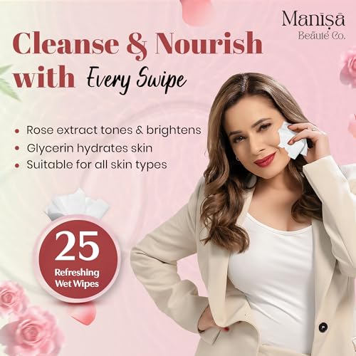 Image of Co. Rose Flush Makeup Remover Wipes | Alcohol-Free, Paraben-Free, Vegan & Cruelty-Free | Rose-Infused Makeup Removing Wipes | 150 Wipes (Pack of 6)