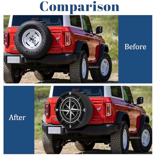 Image of Compass Spare Tire Cover Wheel Covers Protectors Waterproof Dust-Proof Universal Fit Trailer, RV, SUV and Many Vehicle 17 Inch,C-03