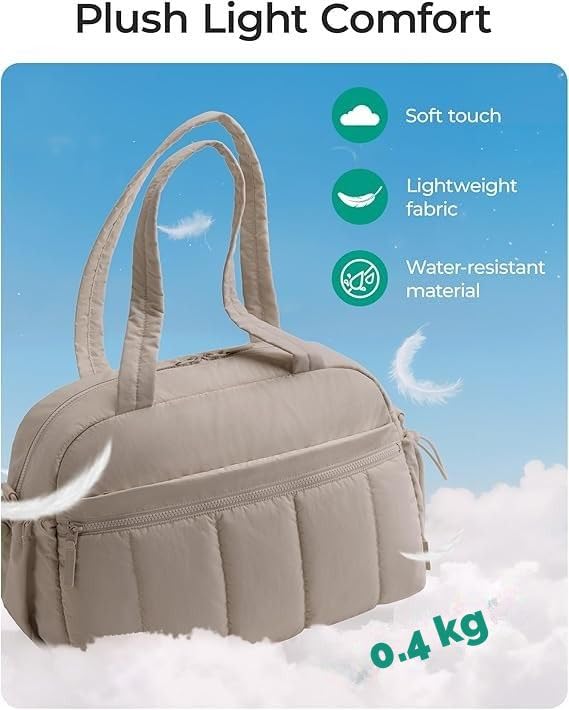 Image of Travel Duffle Bag for Women with Wet Pocket | Lightweight Gym Bag for Travel, Yoga, Sports & Weekend Trips | Cabin Personal Item Tote Bag (Brown)