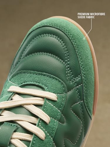 Image of The Souled Store Kanso ZE Zen Edition : Men and Boys Low Top Sneakers with Premium Microfibre Suede and PU Upper and Cushioned Footbed and Brown Gum Outsole and Lace Up Support