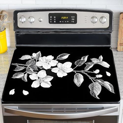 Image of Stove Top Cover for Electric Stove,Glass Stove Top Cover, Heat Resistant Glass Cooktop Cover, Stovetop Protector, Kitchen Decor, Dish Drying Mats Cover for Ceramic Washer Top 28.5x20.5 inch