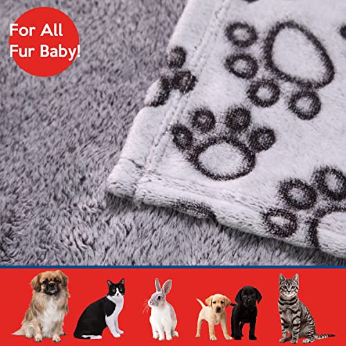 Stuffed Premium Soft Dog Blanket, with Flannel Grey Cute Paw Prin - Image 7