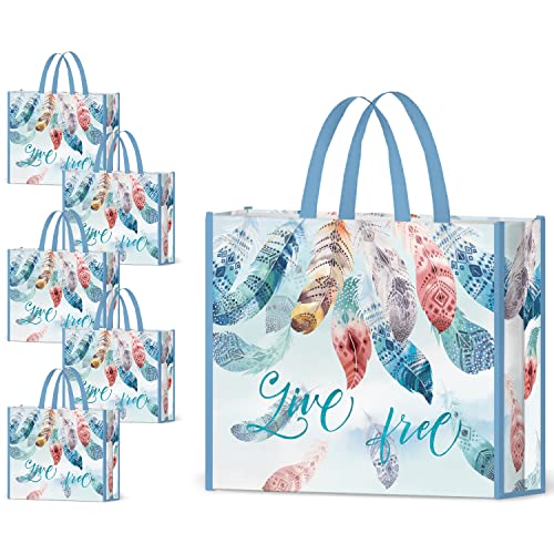 NymphFable 5 Pièes Sacs à Friandises Avec Poignées 17,7×15×5 Pouces Sacs de Cadeau de Fête de Motif de Plumes Colorées Sacs de Friandises Sacs à Provisions Cover