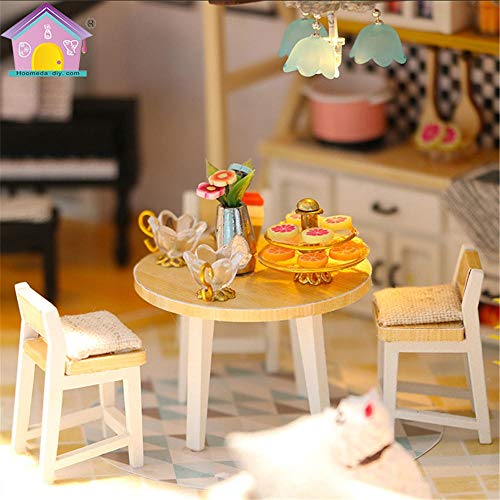 BESISOON DIY Puppenhaus DIY Puppe-Haus-DIY Puppenstuben Kit Modell Spielzeug Kabine LED Ton und Licht Kreative… – Bild 6