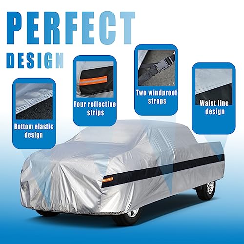 Image of 10 LayerTruck Cover Waterproof All Weather. Pickup Truck Cover Rain Snow UV Dust Protection. Length: 210-230 inches, Universal Fit for Ford F150 Chevy Silverado Dodge Ram 1500.