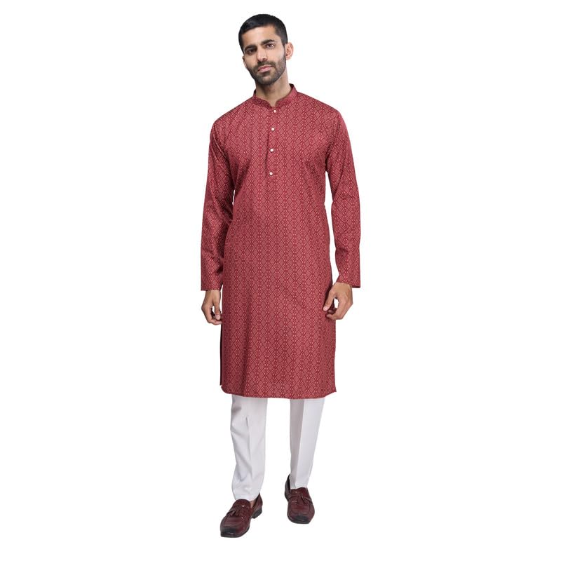 Image of BELLAZO Men's Premium Cotton Printed Regular Kurta | Stylish Kurta for Weddings /Festivals