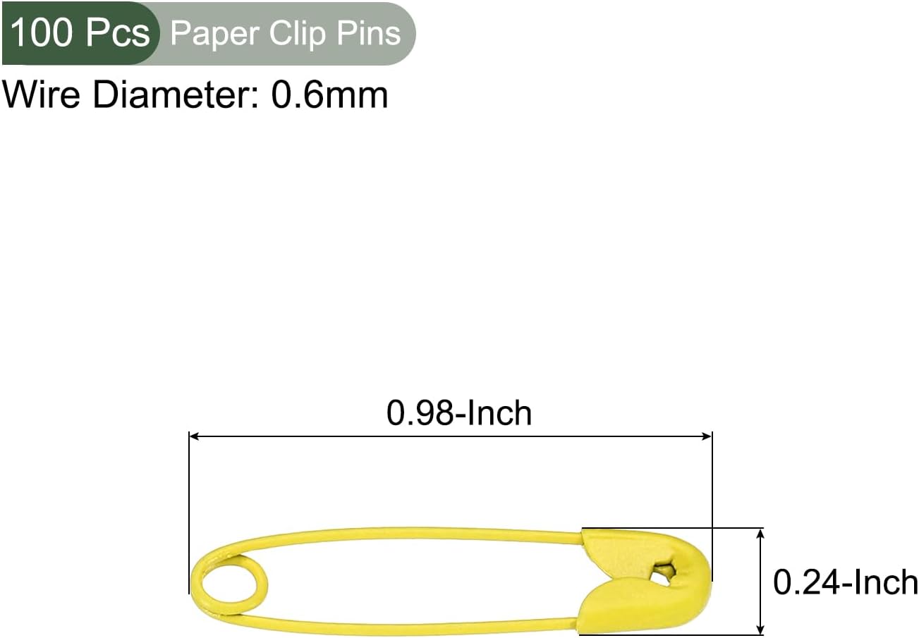 YOKIVE 100 Pcs Safety Pins, Small Metal Sewing Pins | Craft Making, Great for Clothing, Knitting, Sewing (Yellow, 0.98-Inch) image 2